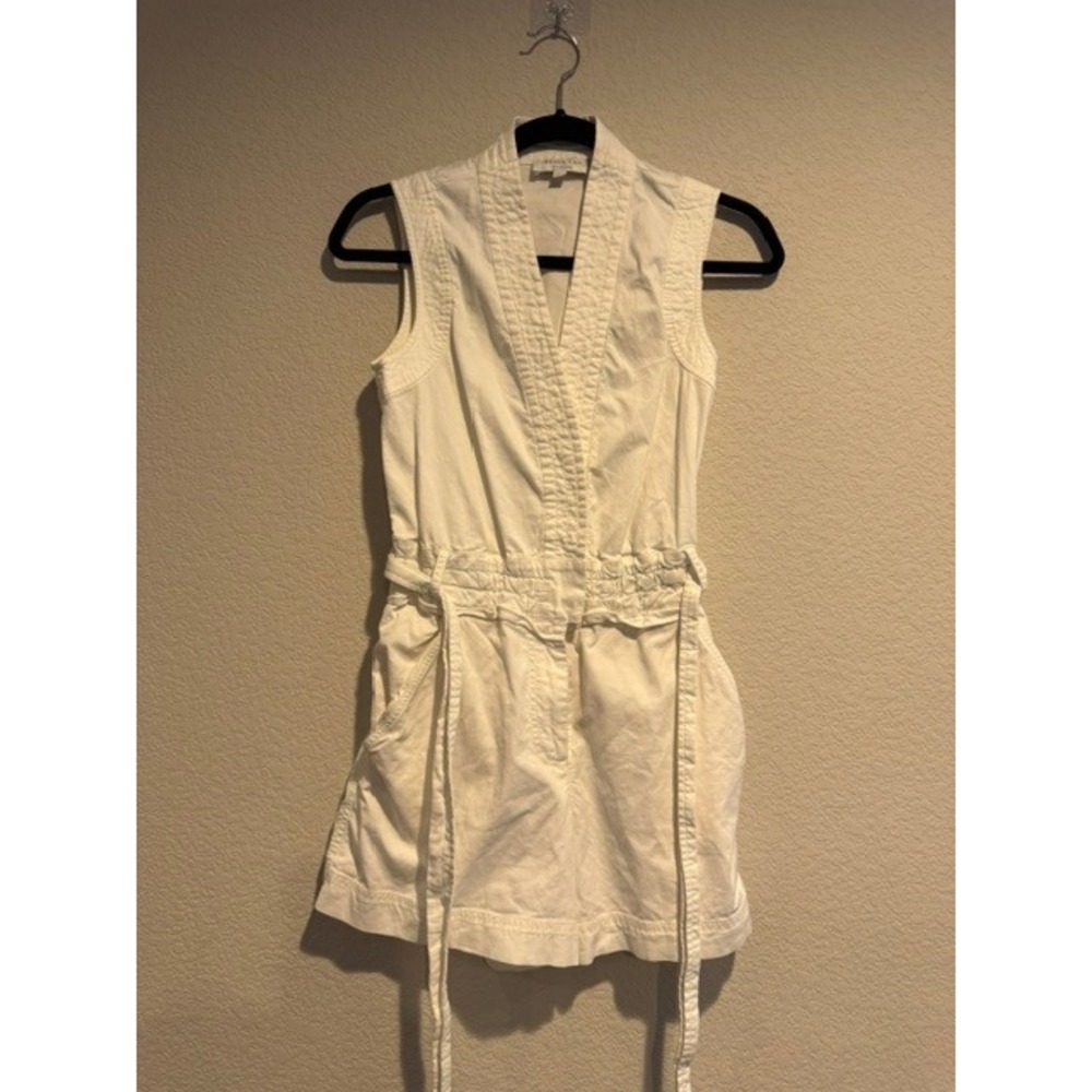Derek Lam Collective White Cotton Sleeveless Utility Romper Tie Waist Size 38